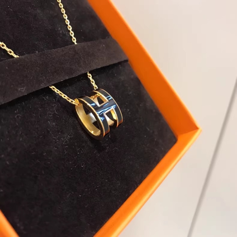 Hermes Blue Pendant Necklace